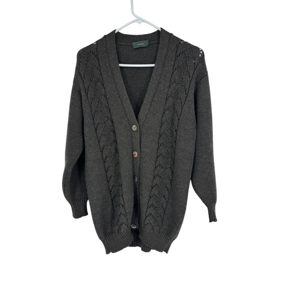 *Women’s Vintage Zanone Size 42 Brown V-Neck Wool Button Front Sweater - Picture 1 of 10